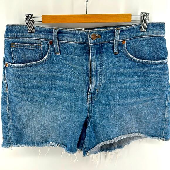 Madewell High rise cutoff denim jean dark shorts sz 32 - Picture 1 of 7